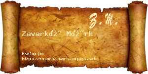 Zavarkó Márk névjegykártya